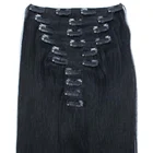 Cheap 22-32inch 10PCS 220g Clip In Human Hair Extensions Full Head Straight Jet Black