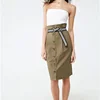 OEM 100% organic cotton Knee length Belted Paperbag Skirt for women
