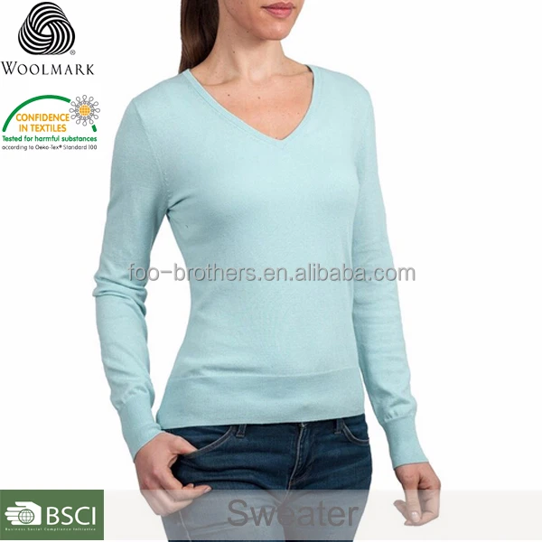 merino wool overs women"s silk & cotton v neck sweater pullover