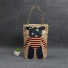 Fashion printed promotional jute shopping tote packing bag with zipper