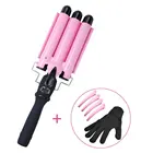 Triple Barrel big wave hair waver wand hair curler & hair curler iron with LCD digital display PTC heater fast heat