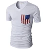 White Men USA Flag Printing Tshirt Pure Cotton Blank T Shirts With Pocket Shenzhen Clothing Wholesale