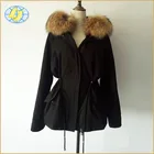 2018 new arrival women's inside mink fur winter coat fur collar black women parka