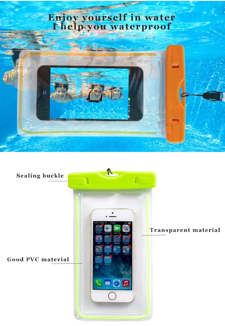 pvc mobile cell phone waterproof plastic polyester sports bag for phone (6)