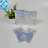 Mylar high quality flat foil ziplock bag/hologram laser stand up pouch with clear front for jewlery/shirt/nali polish