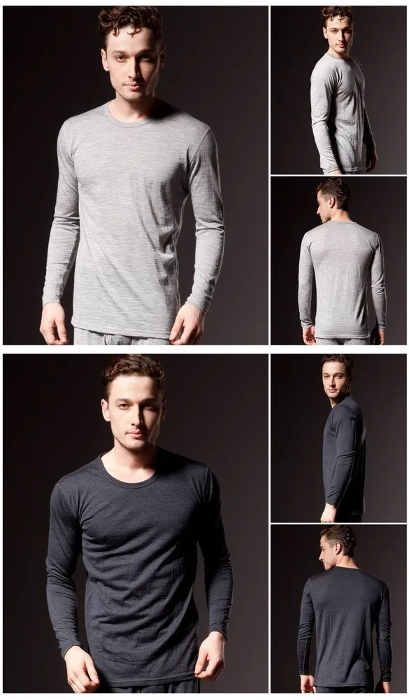 Custom Mens Pure 100% Merino Wool Outdoor Winter sports Long Sleeves fleece Thermal Underwear Thicke tops&bottom Epedition Weigh