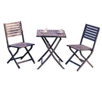 outdoor 3pcs portable folding bistro set foldable plywood chair and