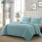 Washable 100% Cotton fabric Soild color Embroidery Stitching Quilt Set bedding