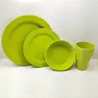 Happy Life Anhui green Free Sample green color bamboo fiber dinnerware sets