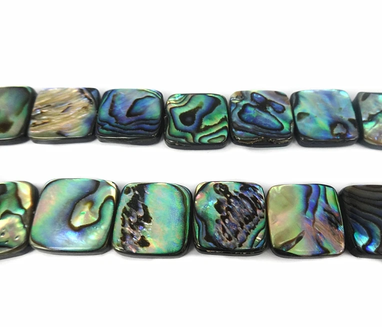 6-18mm 1Strand Approx. 15.5" Peacock Abalone Shell Loose Coin Beads Shell Beads Square Shape Mother of Pearl Beads DIY Jewelry