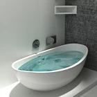 BS-8635 Cheap price Acrylic stone matt white in marble solid resin bathtub