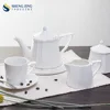 White Ceramic Coffee Cup Set Porcelain Tea Pot Set With Cup and Saucer