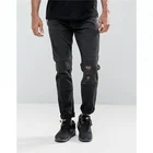 Royal wolf denim jeans manufacturer washed black zip and ripped latest design jeans pent men