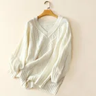 100% cashmere soft warm thick knitted women short section sweater pullover deep V-neck christmas sweater