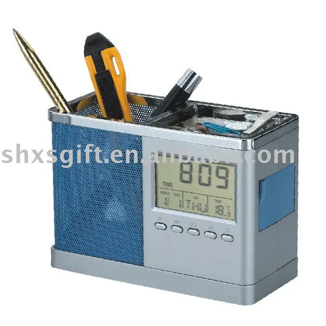 Calculator calendar pen container, fashionable brush pot