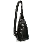 Custom logo Mens cross body chest sling bag fashion outdoor single shoulder PU Leather chest bag
