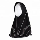 China Custom High Quality Pure Color Embroidery Chiffon Muslim Scarf