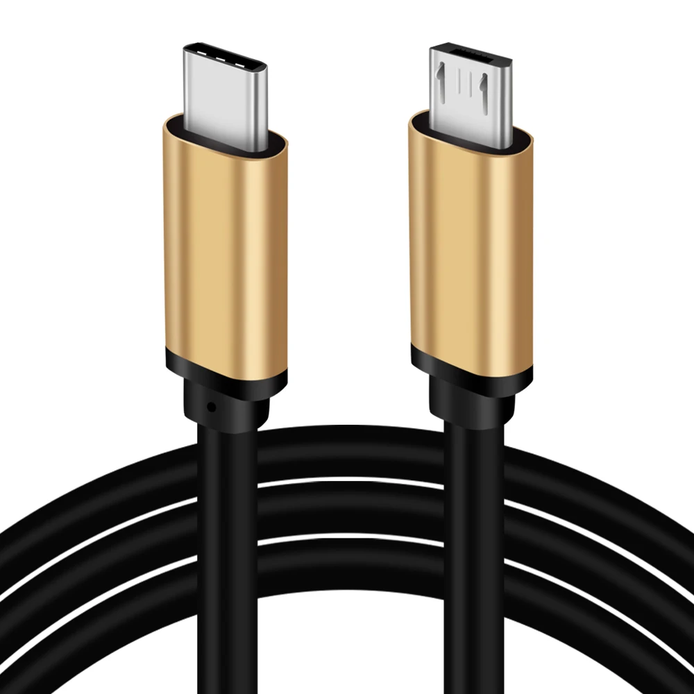 Gold cover black line type c to micro usb cable for PC,mobile phone and other devices CE/FCC/RoHS certificates - ANKUX.COM