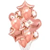 Amazon Hot Selling Rose Gold Balloons Set Birthday Confetti Balloons Star Heart Foil Balloon Rose Gold Party Decorations