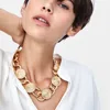 Kaimei Wholesale Brand Jewelry Accessories ZA Maxi Metal Link Necklace For Women Chokers Gold Coin Chain Choker Necklaces Women