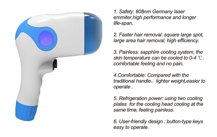 Máquina de depilación permanente profesional portátil, diodo láser de 808nm, sin dolor, última tecnología