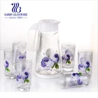Glass drinking set with 1 jug & 6 glasses pitcher set with plastic lip