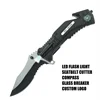 Multi function survival Knife assisted opening tactical folding knife with LED flash light glass breaker compass rescue EDC tool