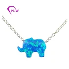 hot sale synthetic jewelry animal elephant opal necklace with silver chain