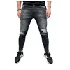 Europe and the United States trend hole denim pants fashion new black Slim printed jeans