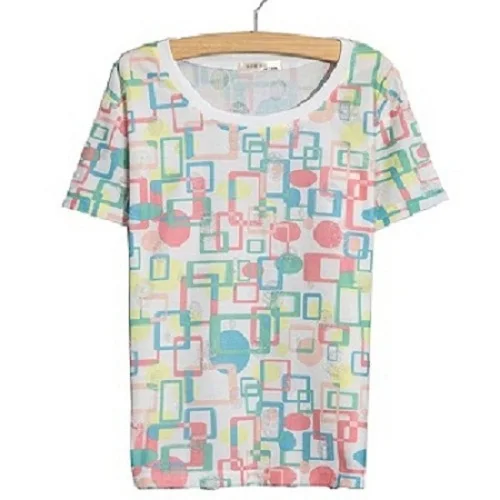 2015 new arrival celebrities casual wear summer style t-shirt women cotton blue sexy junior tops kawaii