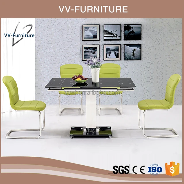 Modern Designed black glass mirrored folding dining table set