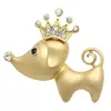 Custom Jewelry Cute Dumb Gold/Silver Dog Rhinestone Crown Brooch For Baby