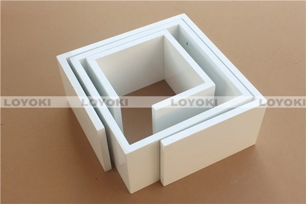 living room wall Wood Cube Shelf OEM decoration led flower pot for hotel