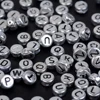 Fashion silver plate with black letter alphabet beads 4*7mm oval round beads