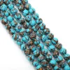 Nice Synthetic Mosaic Quartz Blue Brown Gemstone Round Loose Beads