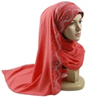 Custom Printing Voile Stoles Sahwls Ladies Pashmina Scarf new design graceful chiffon hijab with stone for muslim women