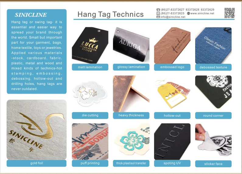 Sinicline Custom Colorful Printing Hang Tag with Elastic String