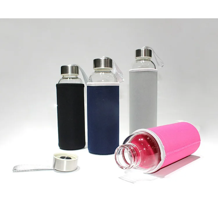 Custom Glass Bottle With Sleeve, Design Logo Borosilicate Bottle 280ML 360ML 420ML 550ML 600ML 700ML