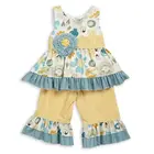 2017 remake baby girls boutique outfits toddlers sleeveless ruffle tunic tops and floral pants set kids girl flower clothes set