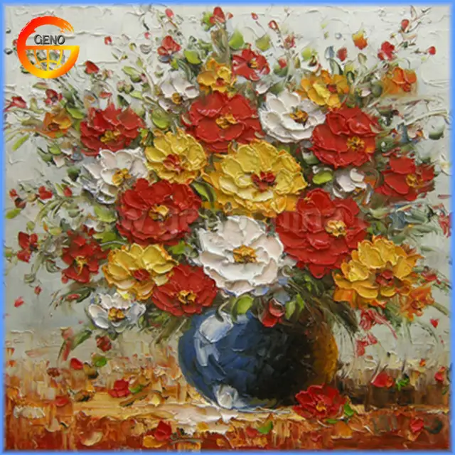 2017 hot sell original handmade famous oil paintings of flowers