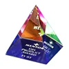 Rainbow Color Plating Crystal Glass Pyramid Paperweight For Office Decor
