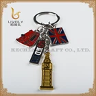 Gold Metal Union Jack Big Ben Charm Keyring