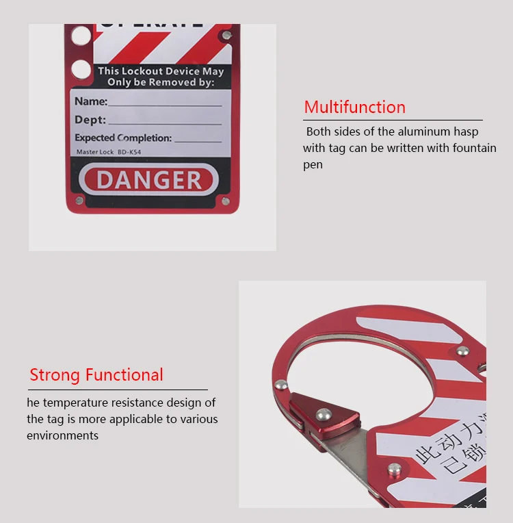 BOSHI New Product Aluminum Alloy Material Safety Lockout Hasp Valve Lockout