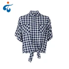 Good price new plaid 100% rayon summer plus size mature women blouse