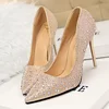 wholesale china gold high heels latest Delicate rhinestone Women Dress Pump Shoes