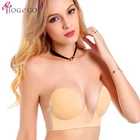 Factory wholesale backless self sticky push up strapless deep U plunge seamless adhesive silicone invisible bra