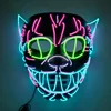 3V Sound Activated EL Wire Cat King Glwoing Mask Halloween Cosplay Mask for Festival Lighting Supplies Party Neon Glowing Mask