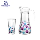 Garbo New designed 7pcs glass water jugs set with spray color designs