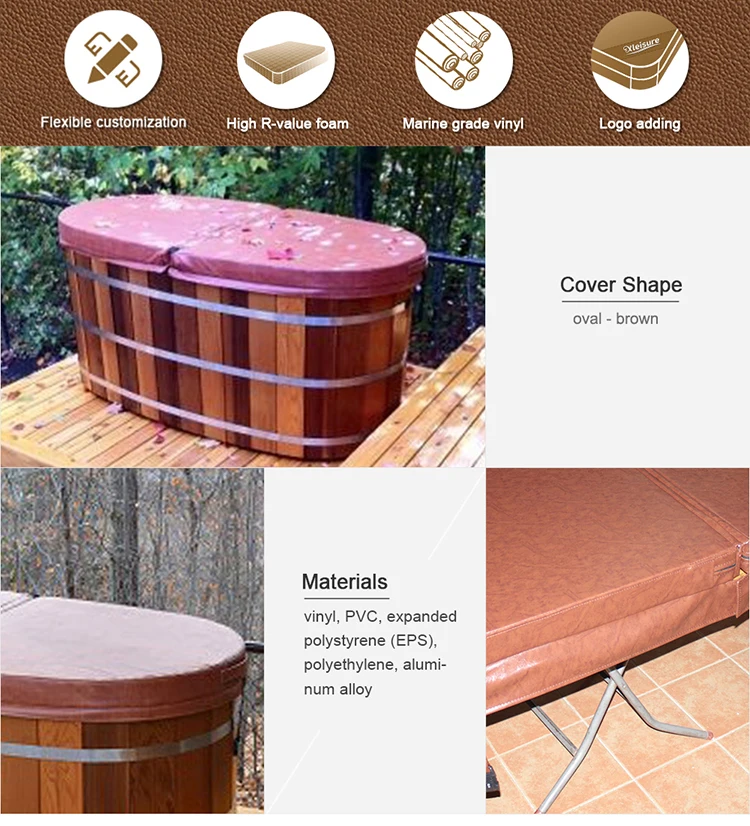 Warranty-protected Oval Spa Thermal Cover Vinyl Hot Tub Spa Lid For Cedar Barrel Hot Tub Bathtub