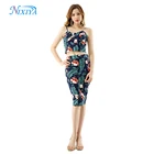 Women Fashion Sling Tube Crop Top Blouse And Sexy Mini Skirt Set